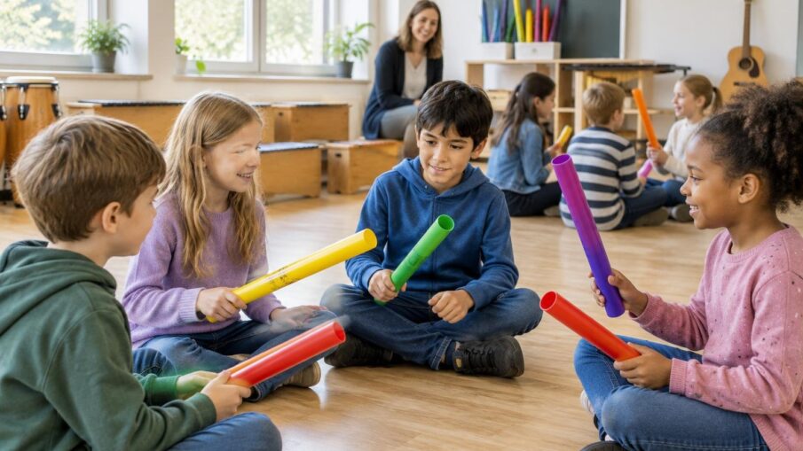 Titelbild zu Einsatz von Boomwhackers im Musikunterricht für Grundschule und Sekundarstufe